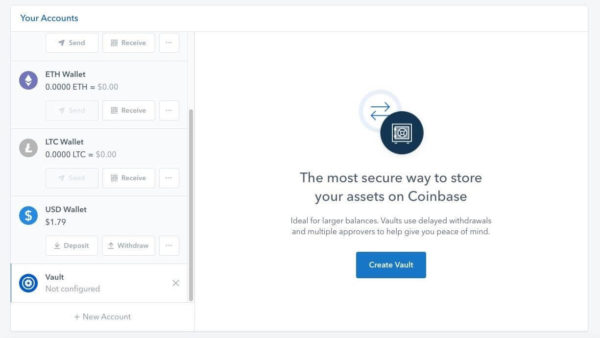 coinbase move from vault to wallet