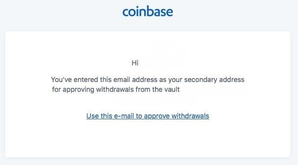 transfer into vault on Coinbase