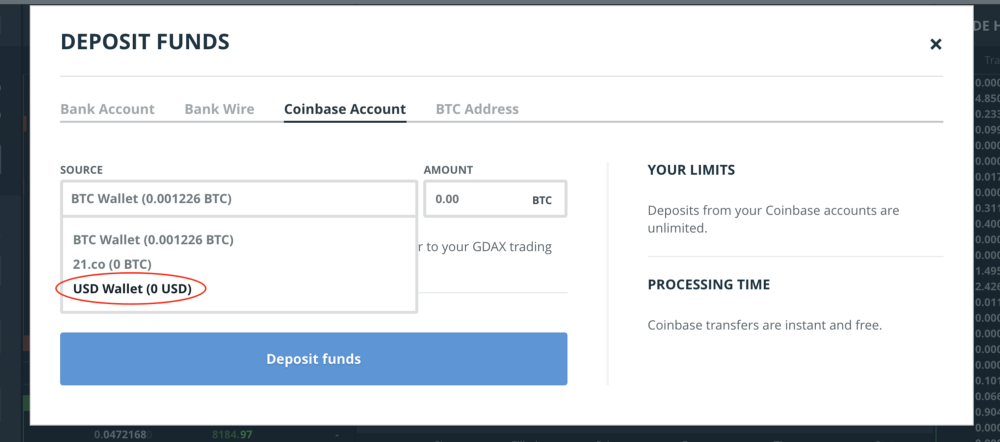 Transfer btc from coinbase to gdax test hasrate on windows ethereum nvidia