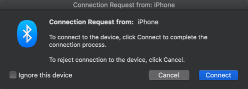 connection request from iphone