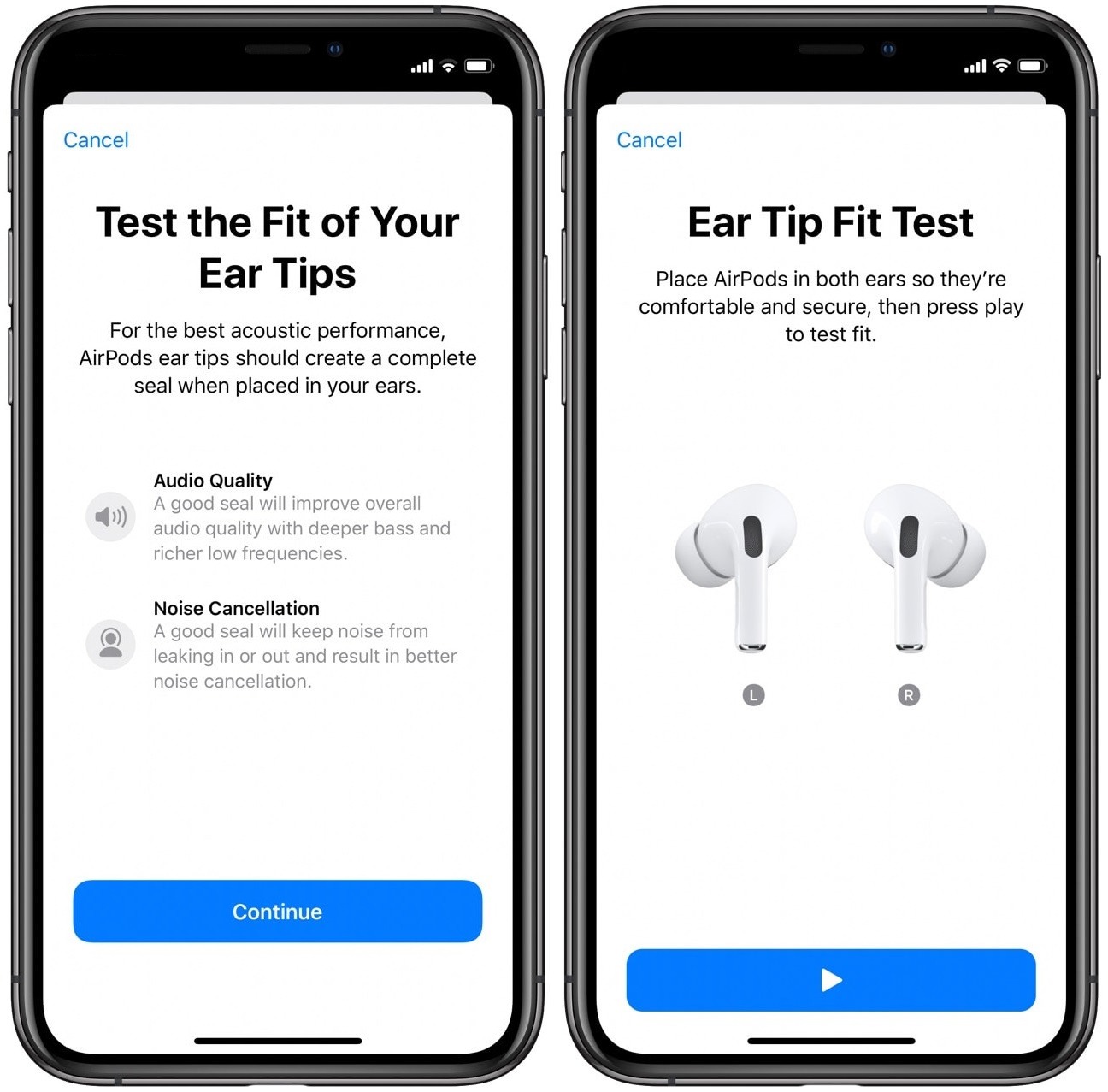 airpods pro ear tip fit test not working