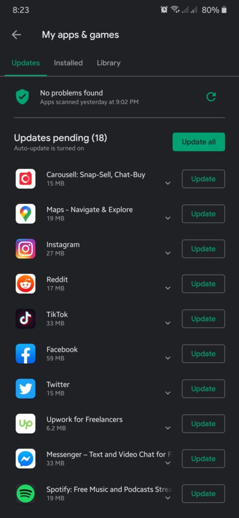 Update Apps on Android