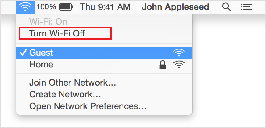 turn Wi-Fi off on Mac