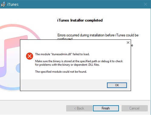 iTunesAdmin.dll Failed to Register