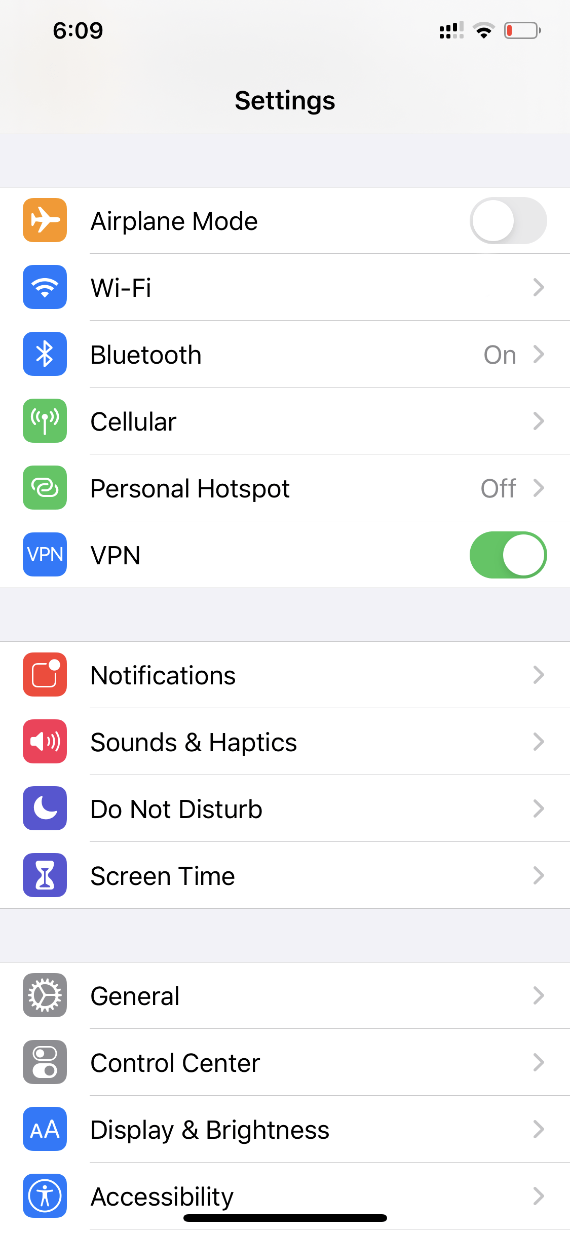 turn off VPN settings