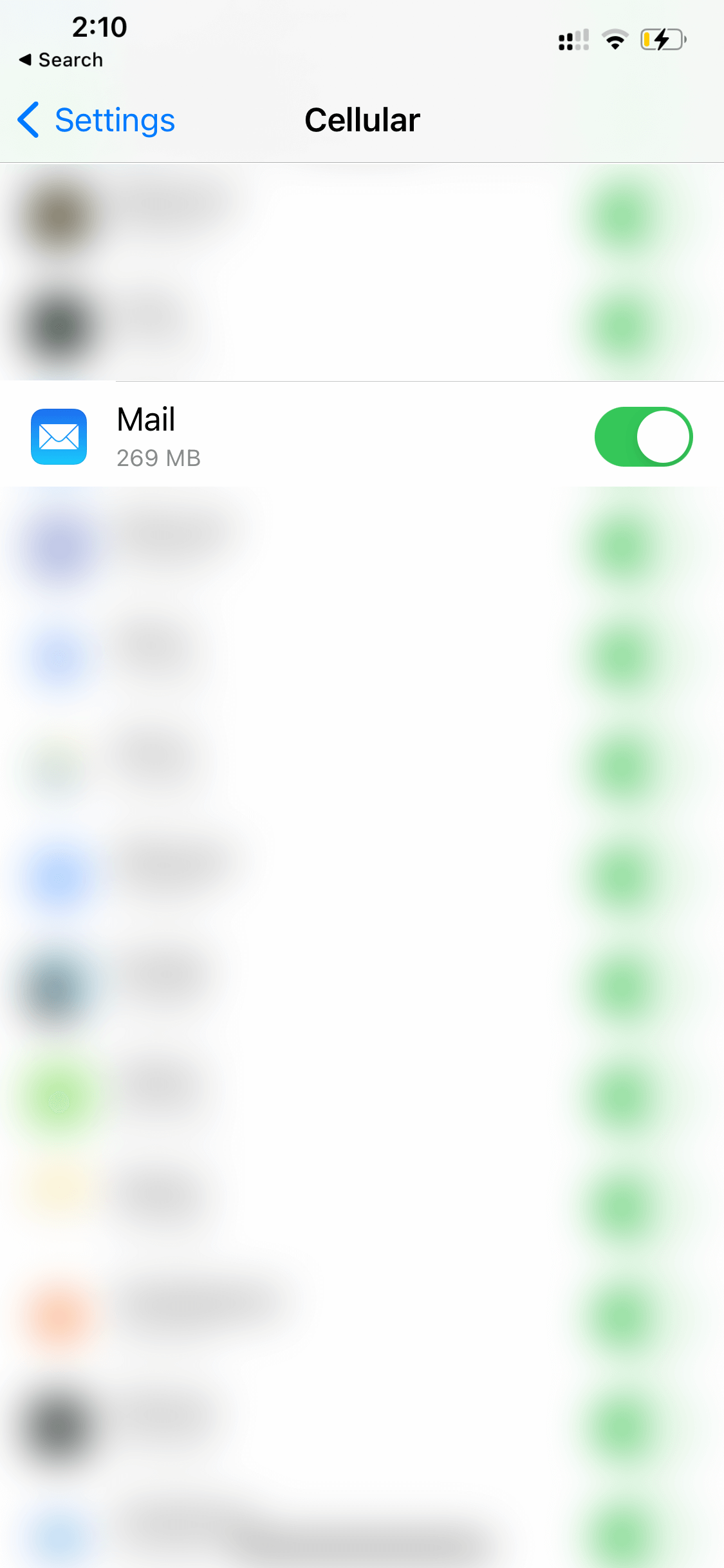 cellular settings mail