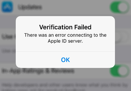 verification failed there was an error connecting to apple id server