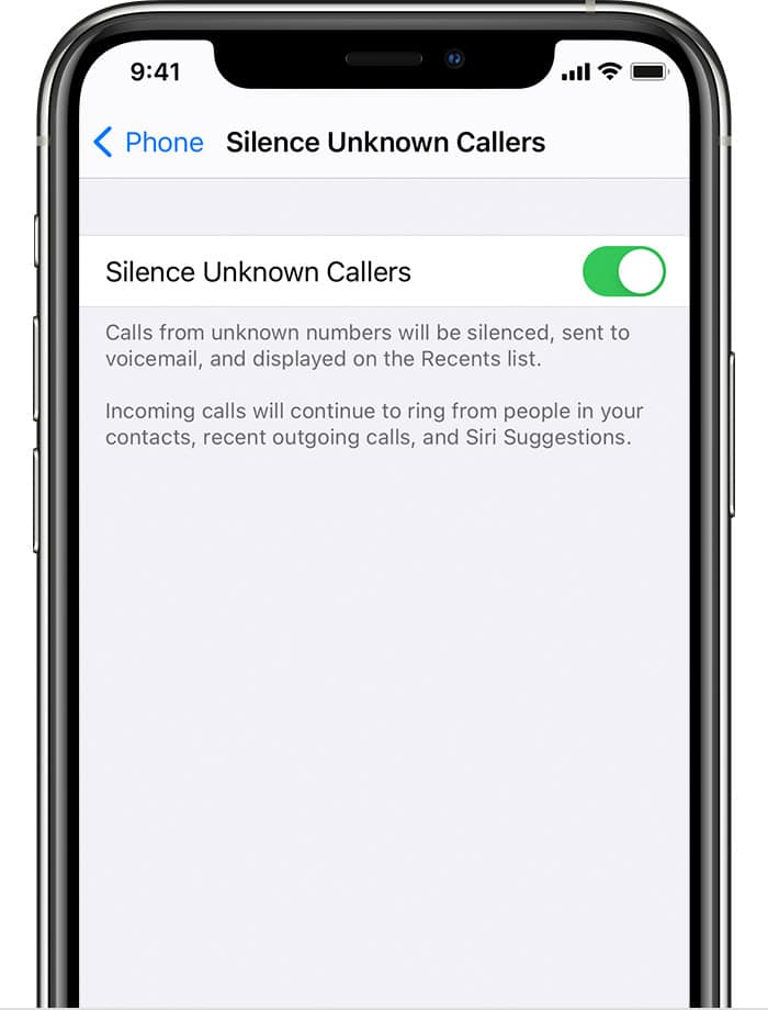 disable silence unknown callers