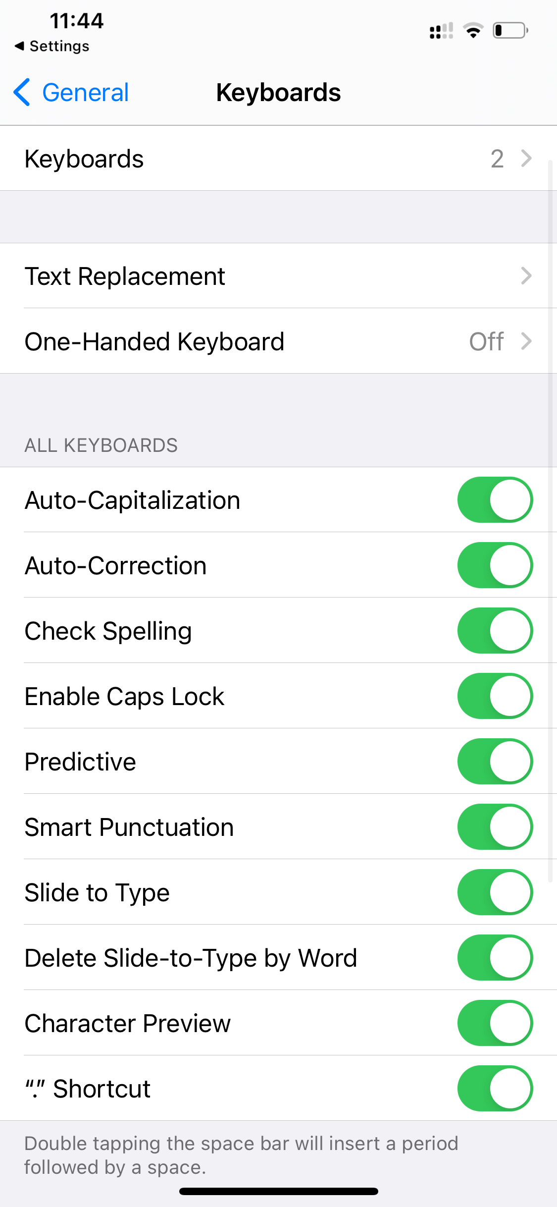 keyboard settings