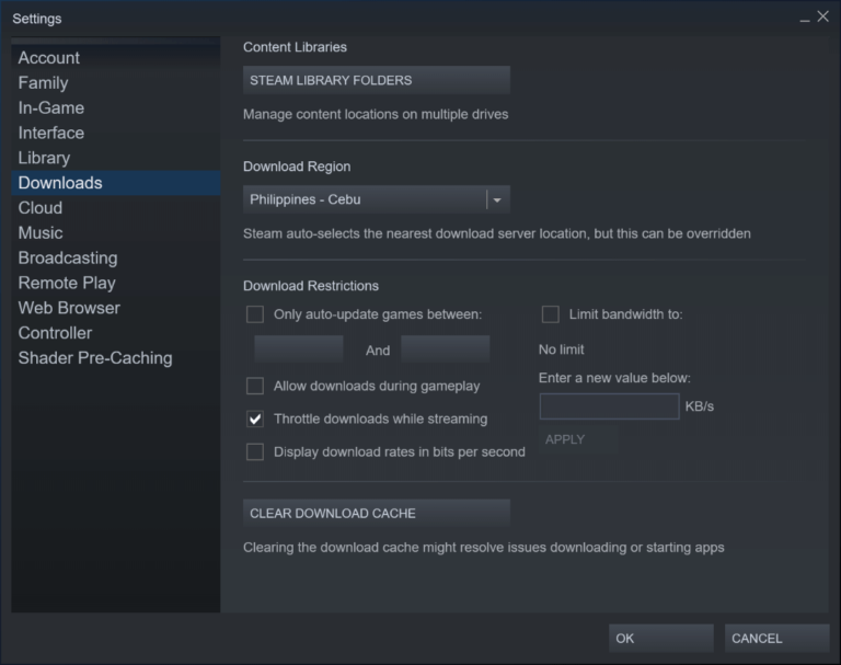 How to clear steam download cache polewed