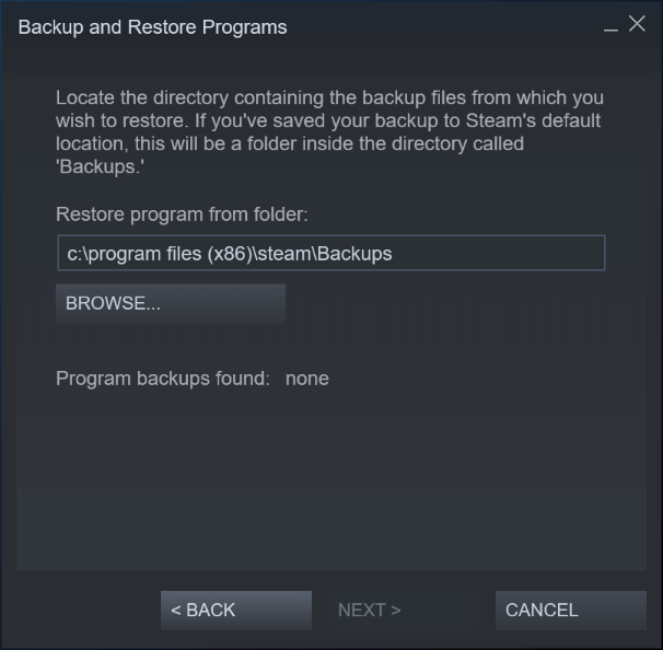 backup and restore games on steam