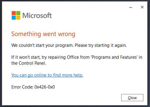 Fix Microsoft Error Code 0x426-0x0