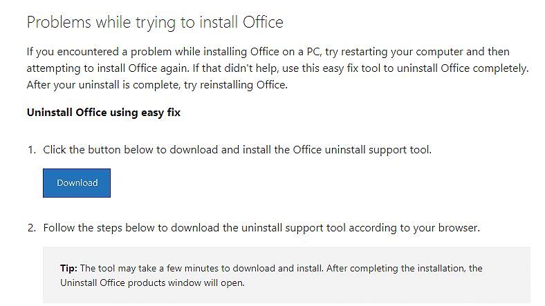 Uninstall Microsoft Installation
