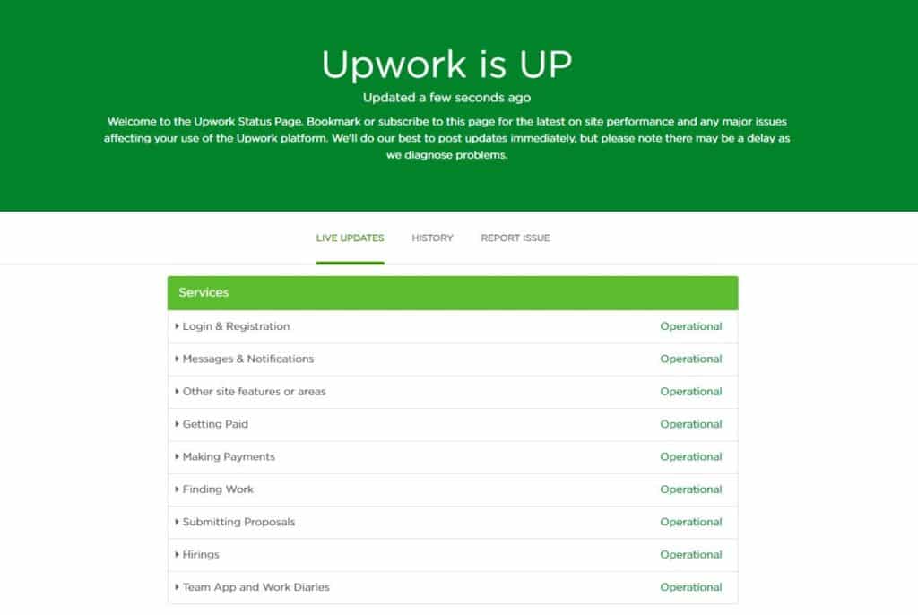 Upwork Services Status
