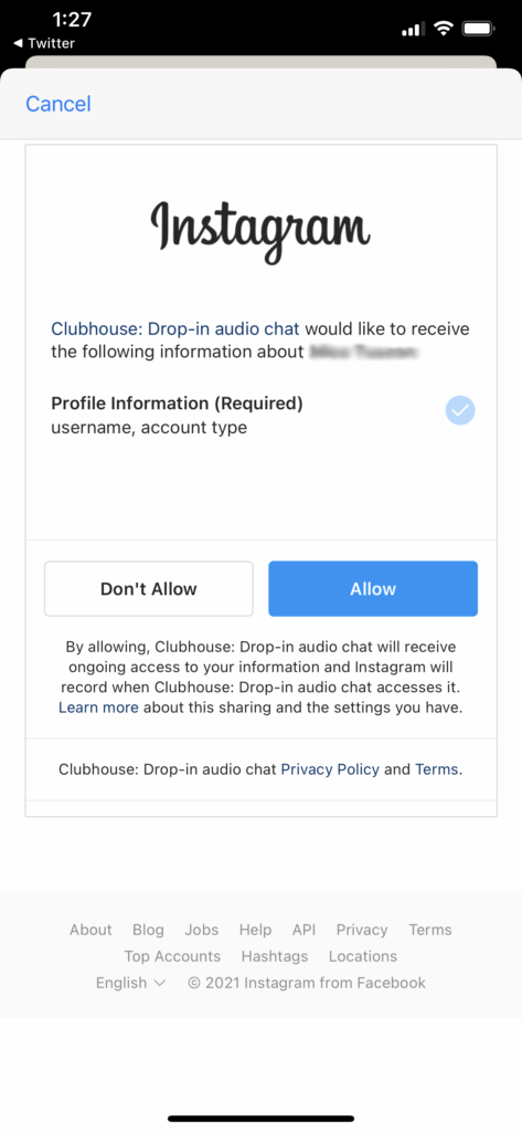 connect Twitter and Instagram to Clubhouse