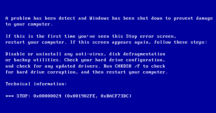 Fix: Stop Error Code 0x00000024 BSOD on Windows