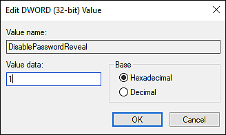 How to disable the Password Reveal button on Windows 10