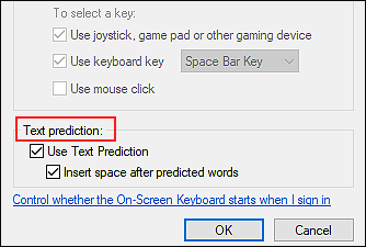 How to Enable or Disable text prediction for a Windows 10 Keyboard