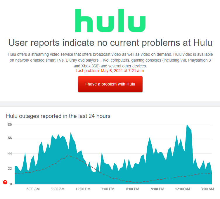 Hulu app or website crashing