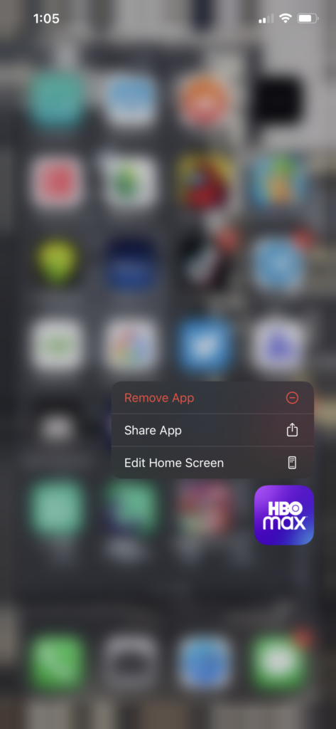 Uninstall HBO Max iOS