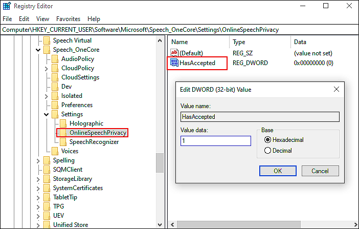 Enable or Disable speech recognition in windows 10