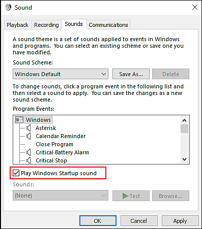 How to Turn ON or OFF Startup Sound in Windows 10