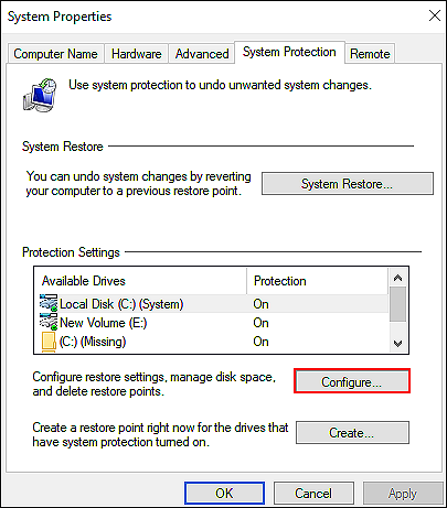 System Restore Point Error Code 0x80042308 on Windows 10