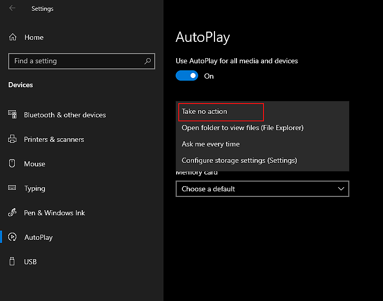 disable the AutoRun feature in Windows 10