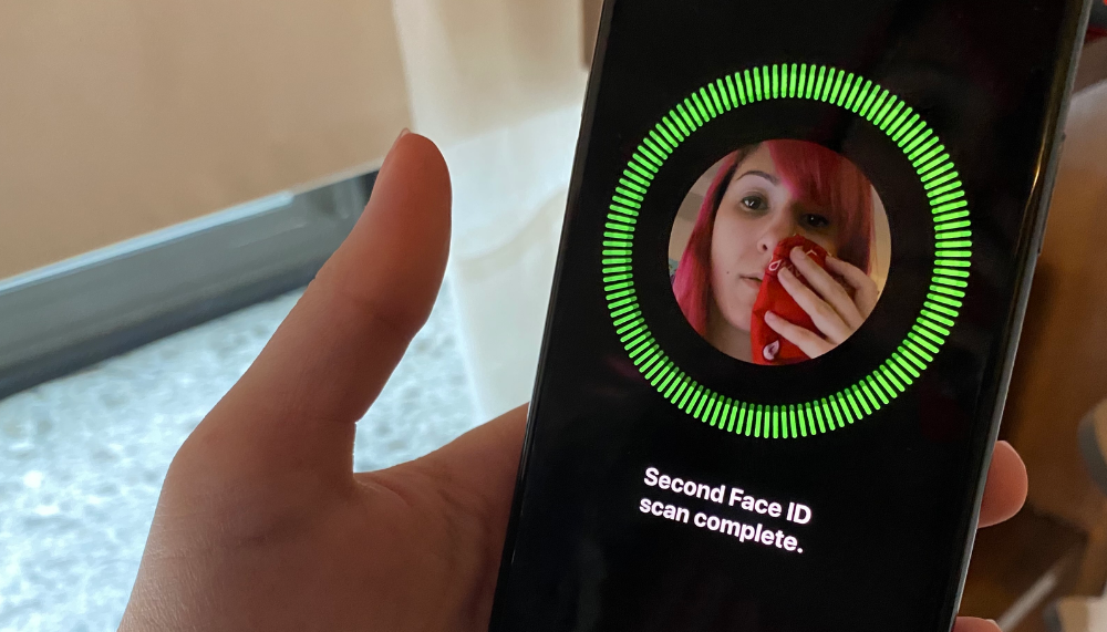 do a face id scan while covering half of your face