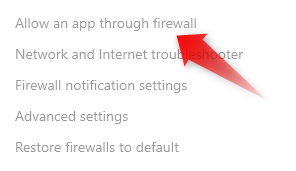 Allow App Through Firewall