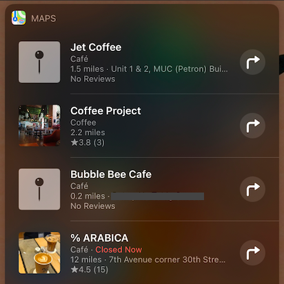 apple maps nearby suggestions