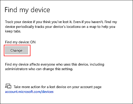 Enable or Disable Find My Device in Windows 10
