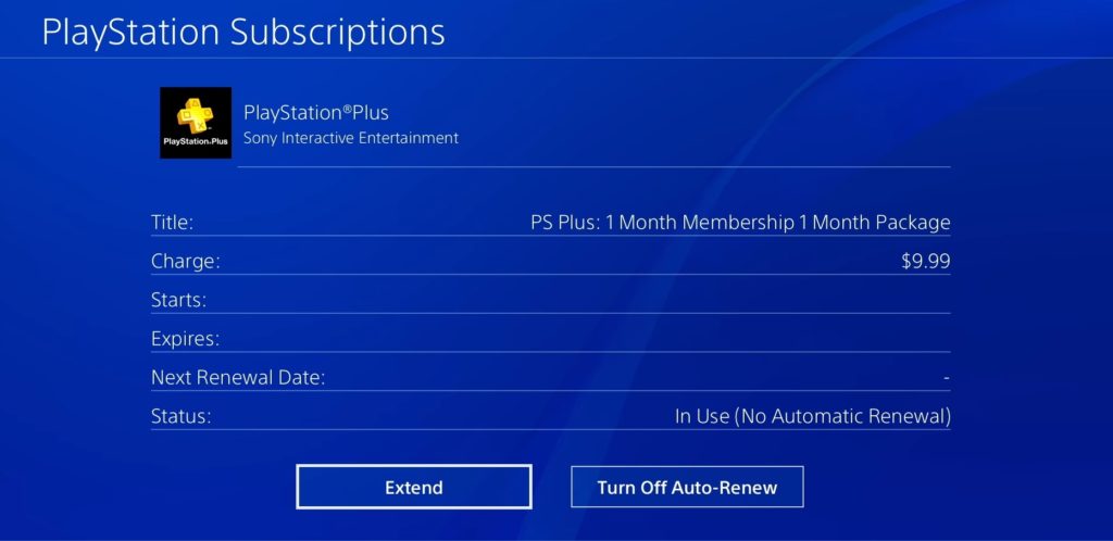 PS Plus tab on PS4