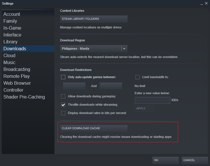 download status issues on Steam