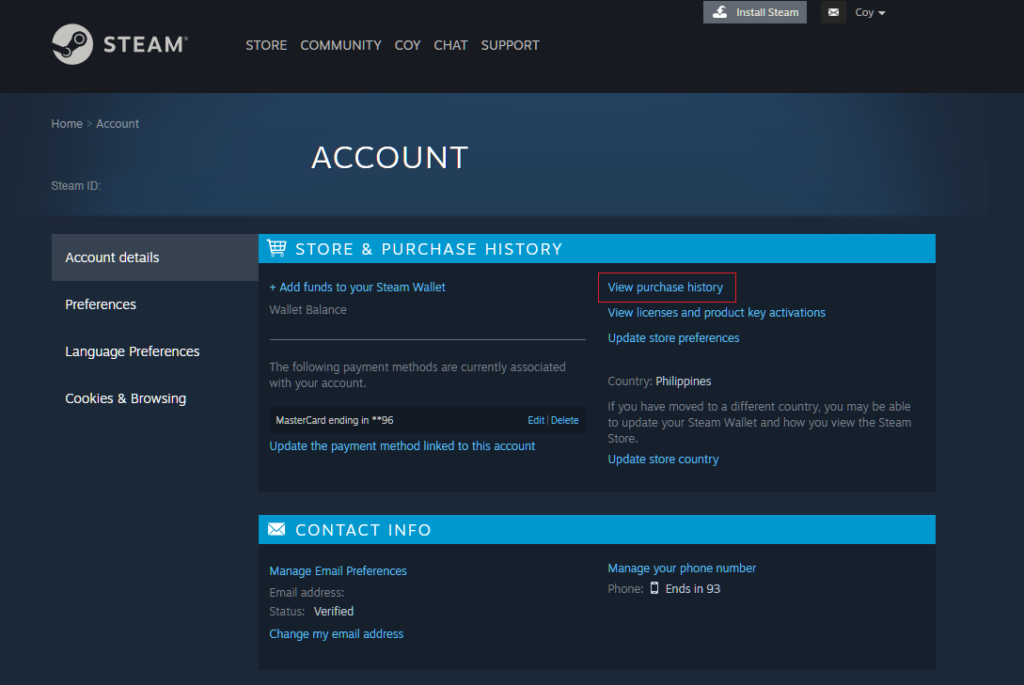 cannot purchase games on Steam Store