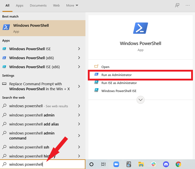 Windows PowerShell in administrator mode