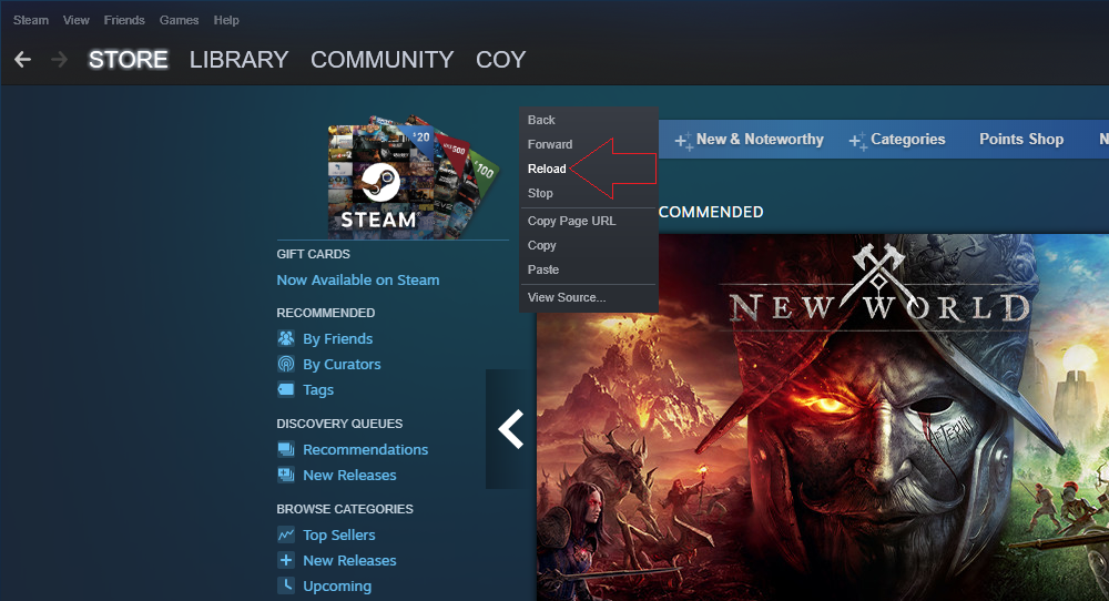 Steam Store buttons not working