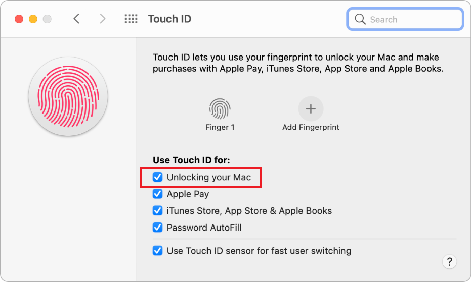 touch id not working on mac