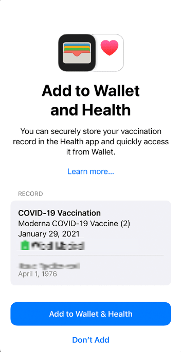 Add COVID Vaccine Card To iPhone