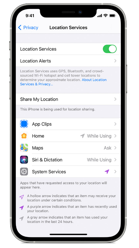 Turn On Location Services iOS 15