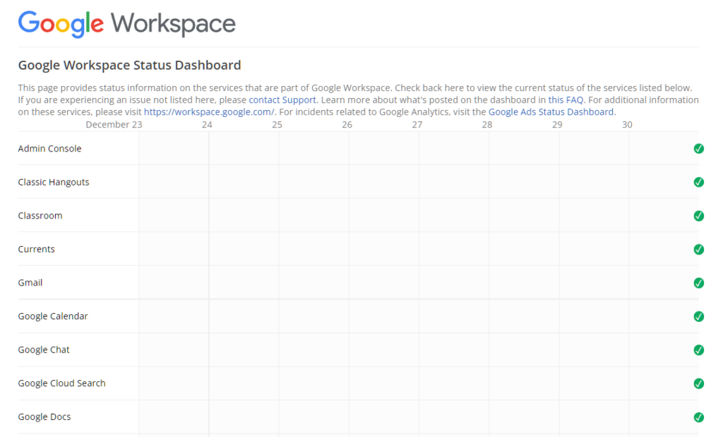 Google Workspace Status