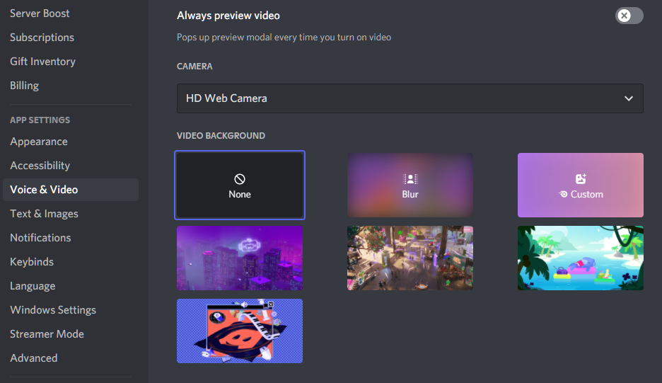 camera not working on Discord