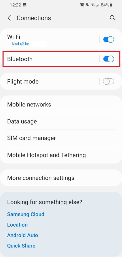 Bluetooth settings on Android