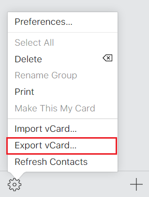Export vCard