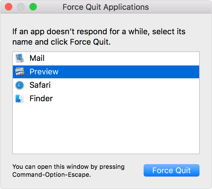 Force Quit apps on Mac