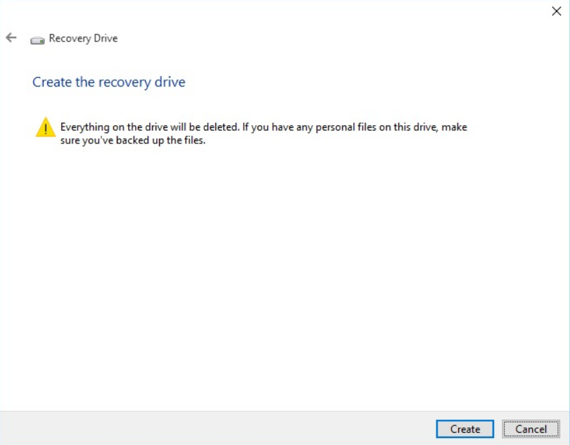 Create the recovery drive