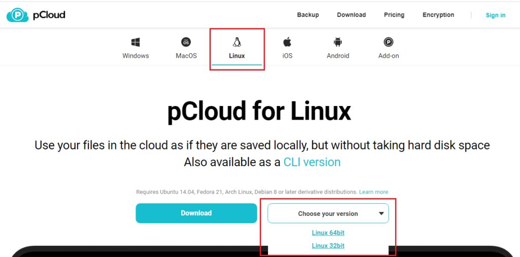 install configure pcloud on linux