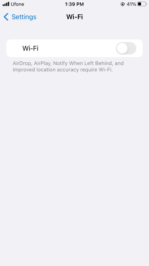 Wi-Fi settings on iPhone