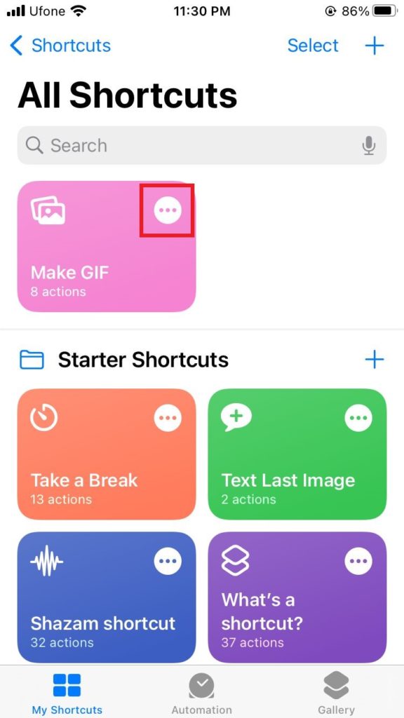 Make GIF shortcut
