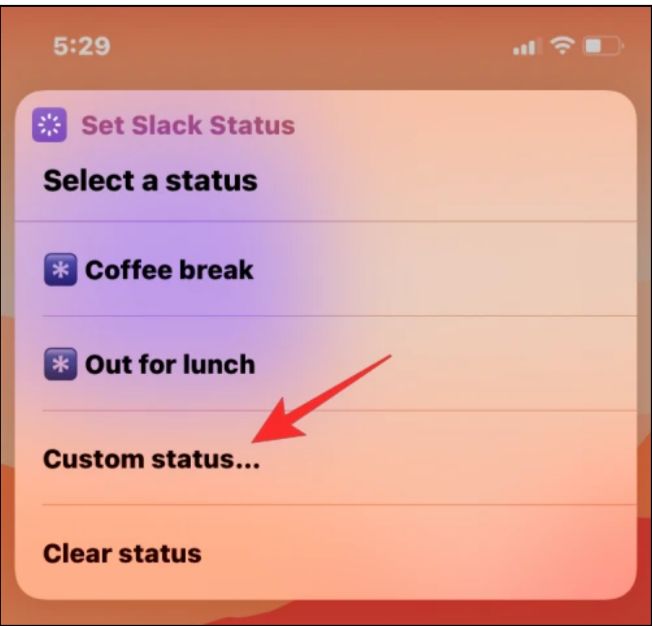 set custom status in widgets 